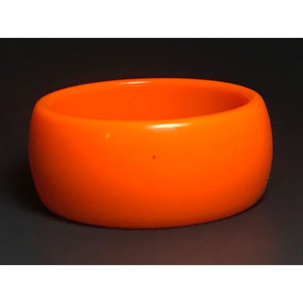 Vintage 1970s Wide Neon Orange Lucite Bangle Bracelet Glows in UV Light Rave